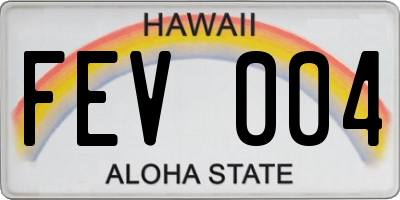 HI license plate FEV004