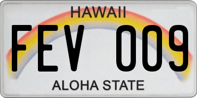 HI license plate FEV009