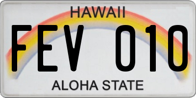 HI license plate FEV010