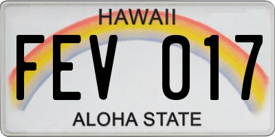 HI license plate FEV017