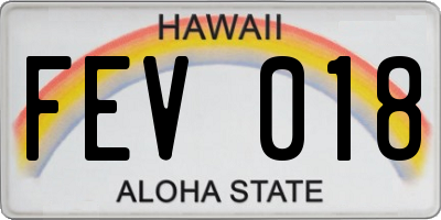 HI license plate FEV018