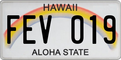 HI license plate FEV019