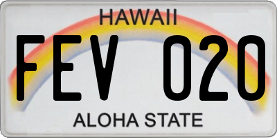 HI license plate FEV020