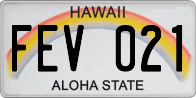 HI license plate FEV021