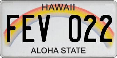 HI license plate FEV022