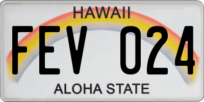 HI license plate FEV024