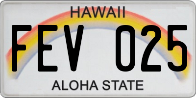 HI license plate FEV025