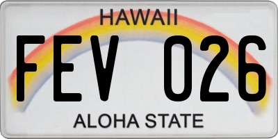 HI license plate FEV026