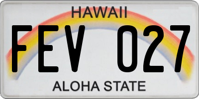 HI license plate FEV027