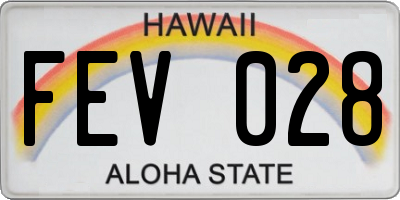 HI license plate FEV028