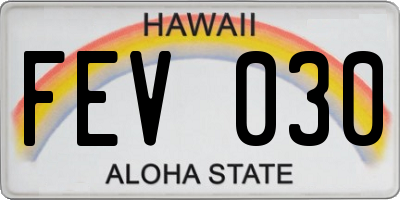 HI license plate FEV030