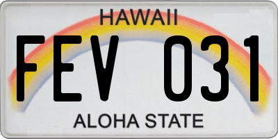HI license plate FEV031