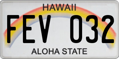 HI license plate FEV032