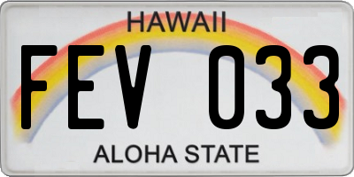 HI license plate FEV033