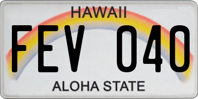 HI license plate FEV040