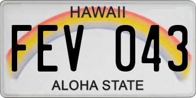 HI license plate FEV043