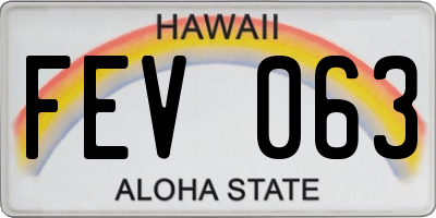 HI license plate FEV063