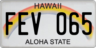 HI license plate FEV065