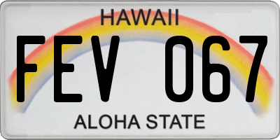 HI license plate FEV067