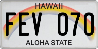 HI license plate FEV070