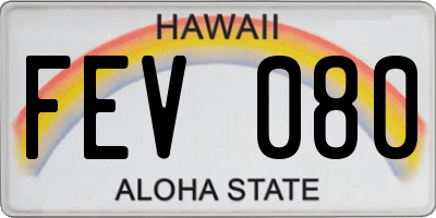 HI license plate FEV080