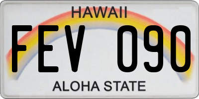 HI license plate FEV090