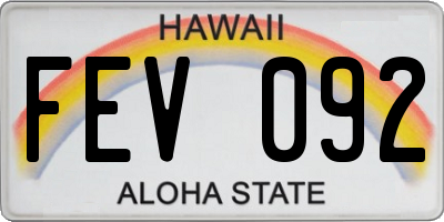 HI license plate FEV092