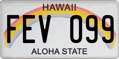 HI license plate FEV099