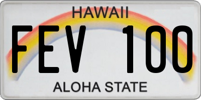 HI license plate FEV100