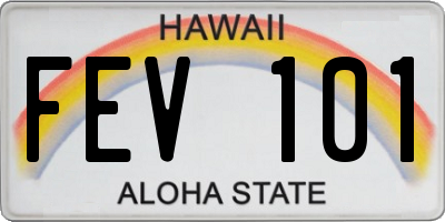 HI license plate FEV101