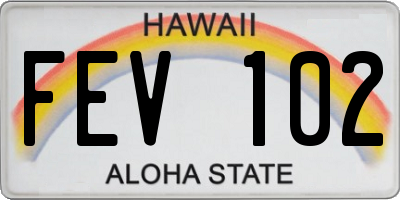 HI license plate FEV102