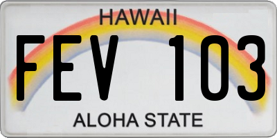 HI license plate FEV103