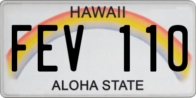 HI license plate FEV110