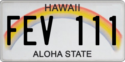 HI license plate FEV111