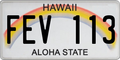 HI license plate FEV113