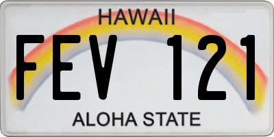 HI license plate FEV121