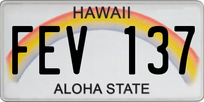 HI license plate FEV137