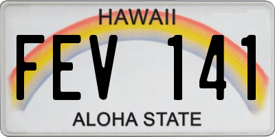 HI license plate FEV141