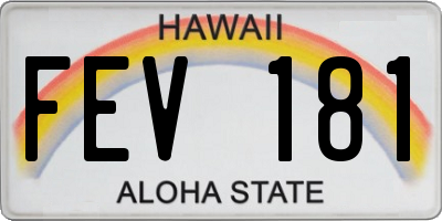 HI license plate FEV181