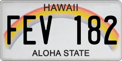 HI license plate FEV182