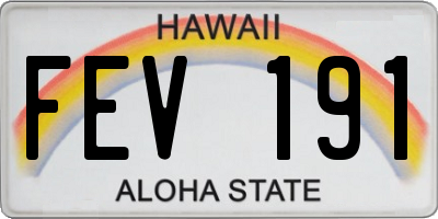 HI license plate FEV191