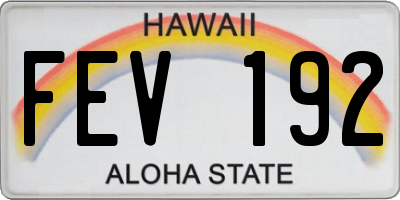 HI license plate FEV192