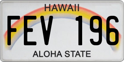 HI license plate FEV196