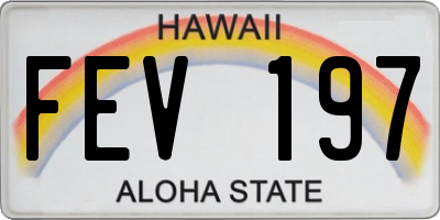 HI license plate FEV197