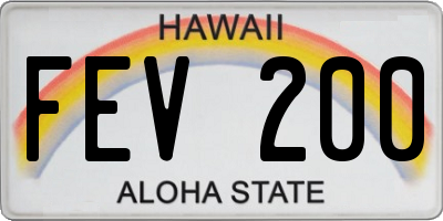 HI license plate FEV200