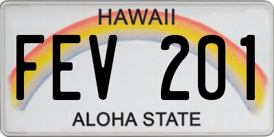 HI license plate FEV201