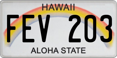 HI license plate FEV203