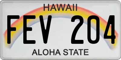 HI license plate FEV204