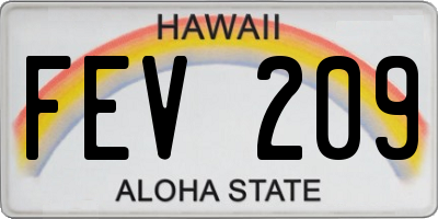 HI license plate FEV209