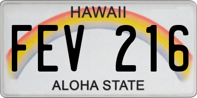 HI license plate FEV216